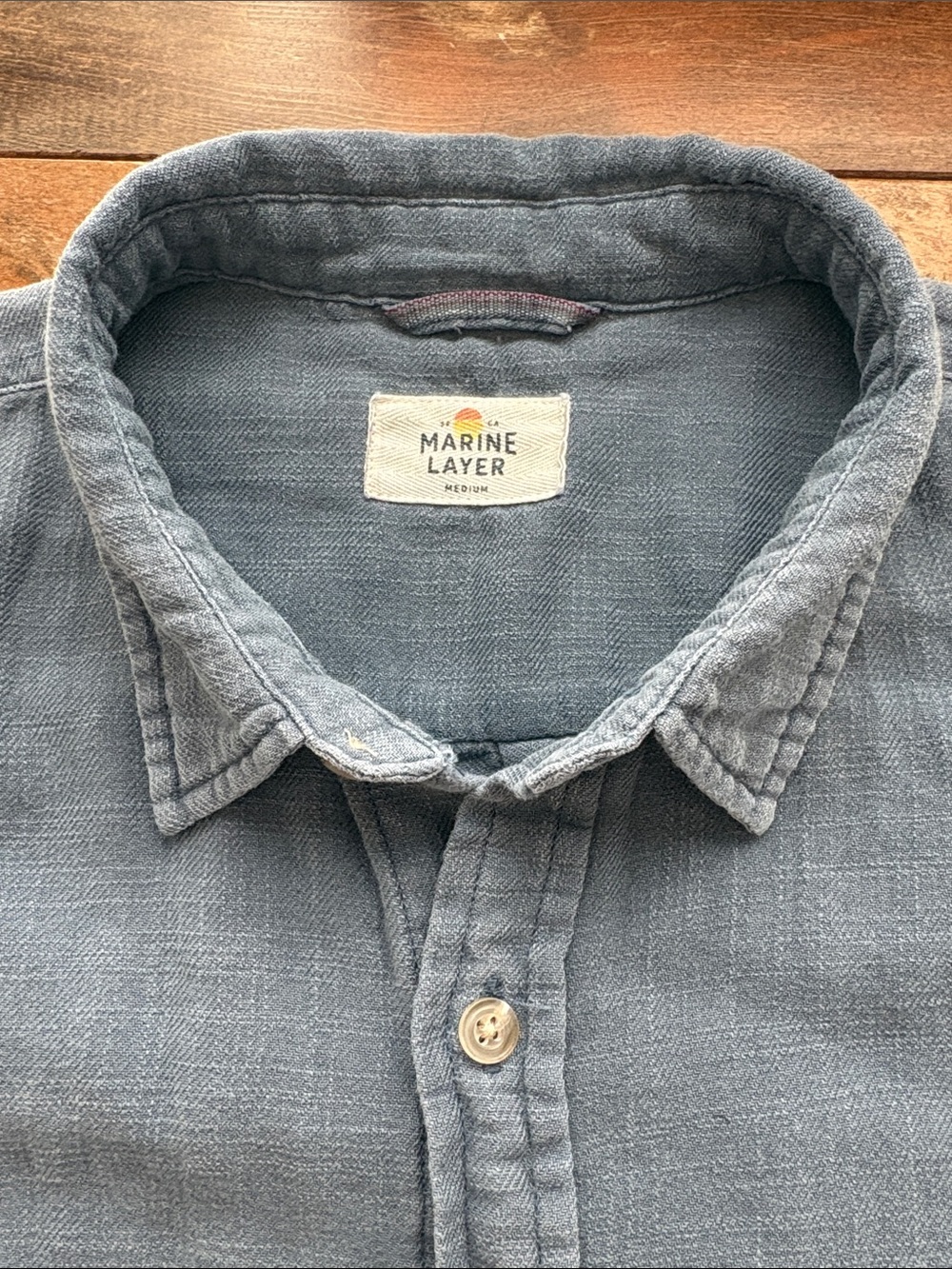 Marine Layer Men's Blue Short Sleeve Shirt